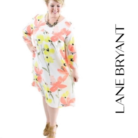 Lane Bryant Floral Dress Coral Yellow 